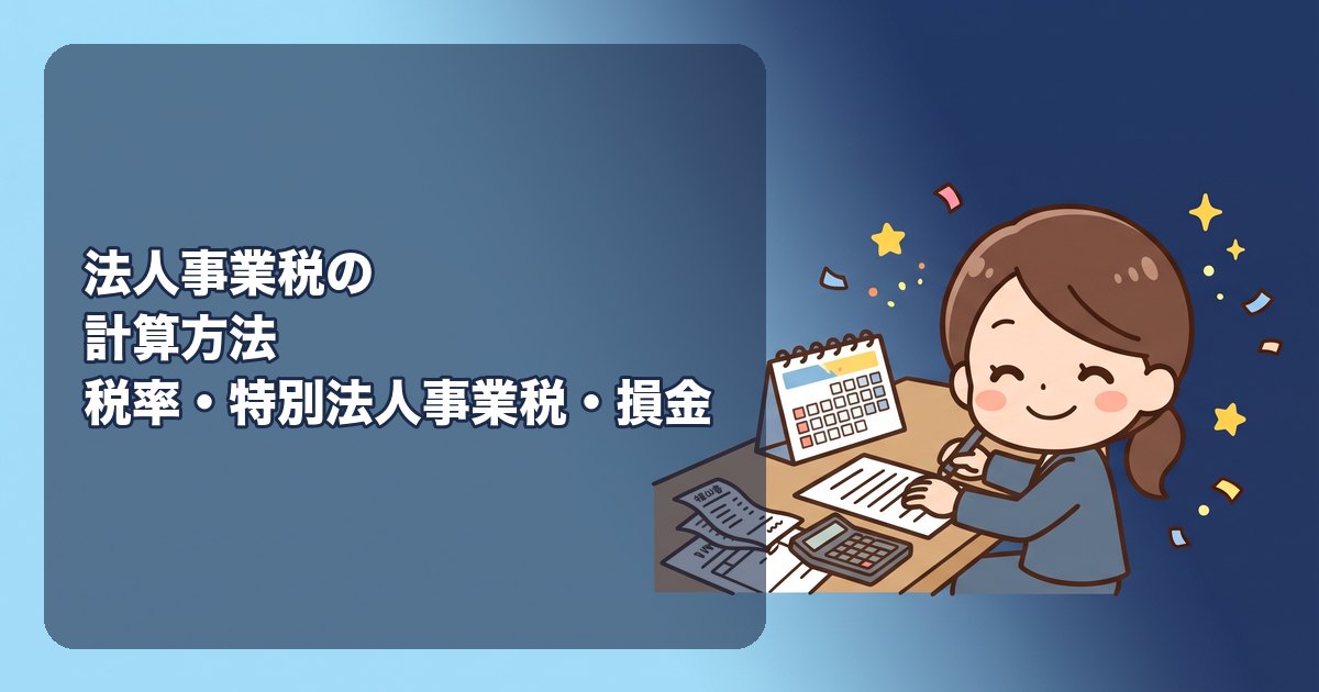 法人事業税の計算方法|所得に税率を掛ける(年400万円以下3.5%など)、特別法人事業税(事業税額×37%)の上乗せ、赤字なら0円、翌期に損金になる仕組み、法人住民税との違い、申告先と期限、ひとり会社の試算例