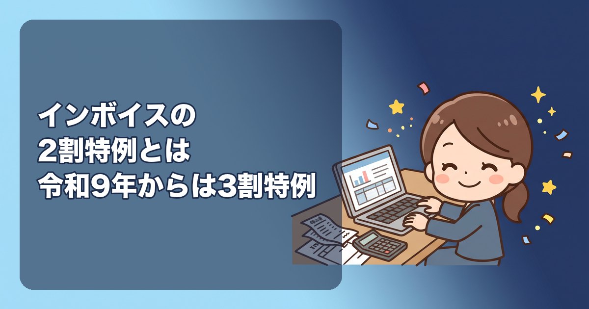 インボイスの2割特例とは|令和8年分まで。令和9年・10年分は個人事業主だけ「3割特例」に。計算方法、簡易課税との比較、申告の書き方
