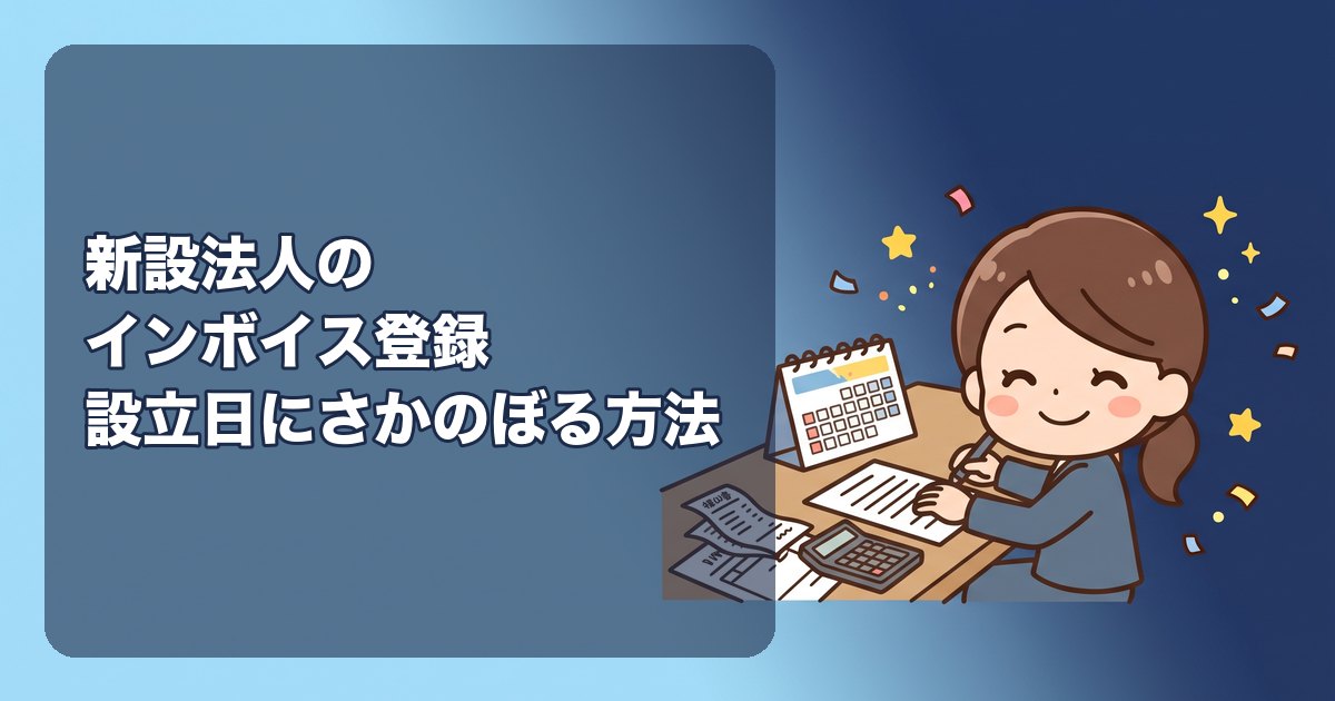 新設法人のインボイス登録|設立1期目から登録する方法(事業年度末までの申請で設立日にさかのぼる)、登録すべきか判断する3つの基準、申請書の書き方(e-Tax)、登録番号が届くまでの請求書、2割特例が使える条件、法人成りで個人の登録を引き継げない理由
