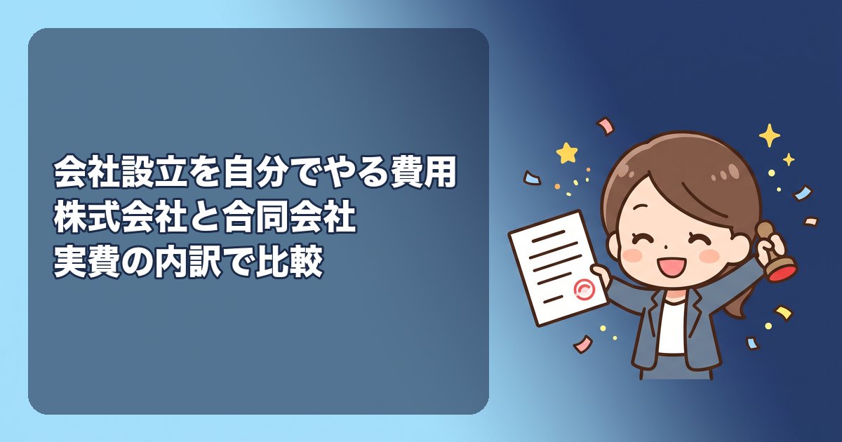 会社設立を自分でやる費用|株式会社と合同会社の実費を内訳で比較(登録免許税・定款認証・印紙・印鑑・証明書)。最安はいくらか