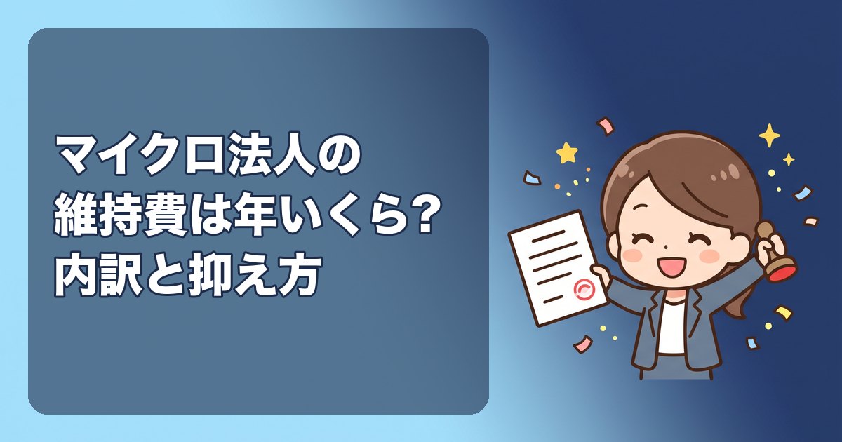 マイクロ法人の維持費は年いくら?均等割7万円・社会保険料・会計ソフト・税理士費用など、ゼロにできない固定費を内訳で解説